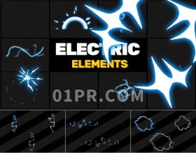 Pr图形模板 10组电流电力能量能源动画卡通元素 Pr素材